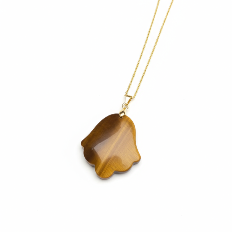 Tiger's Eye Hand of Fatima Guardian Pendant