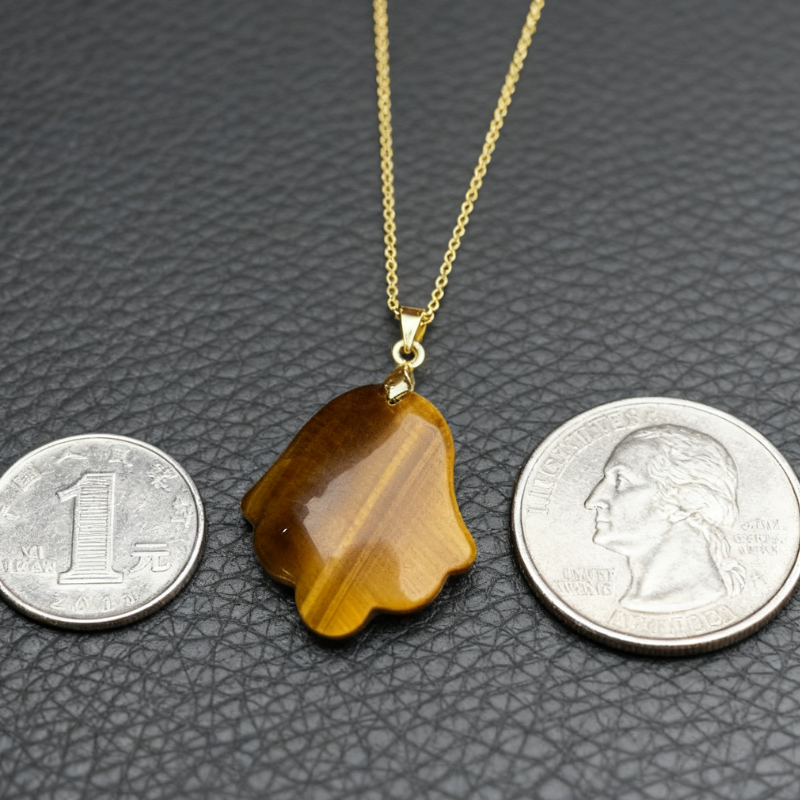 Tiger's Eye Hand of Fatima Guardian Pendant