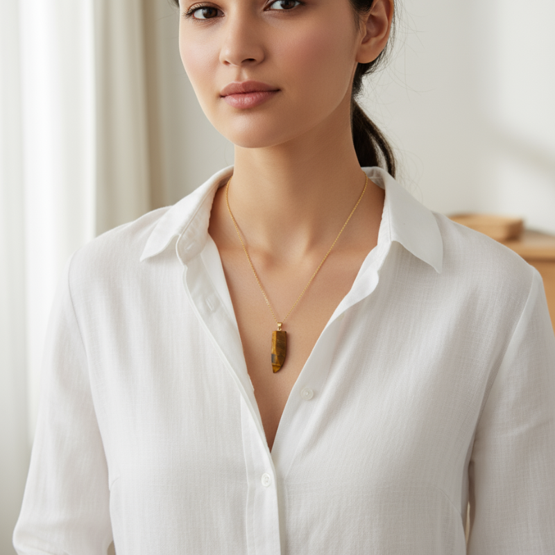 Tiger's Eye Golden Guardian Blade Pendant