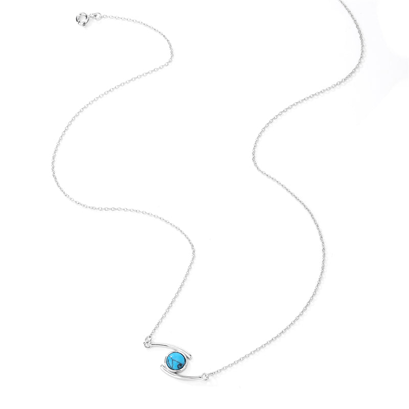 Natural Turquoise 925 Sterling Silver Evil Eye Pendant Necklace
