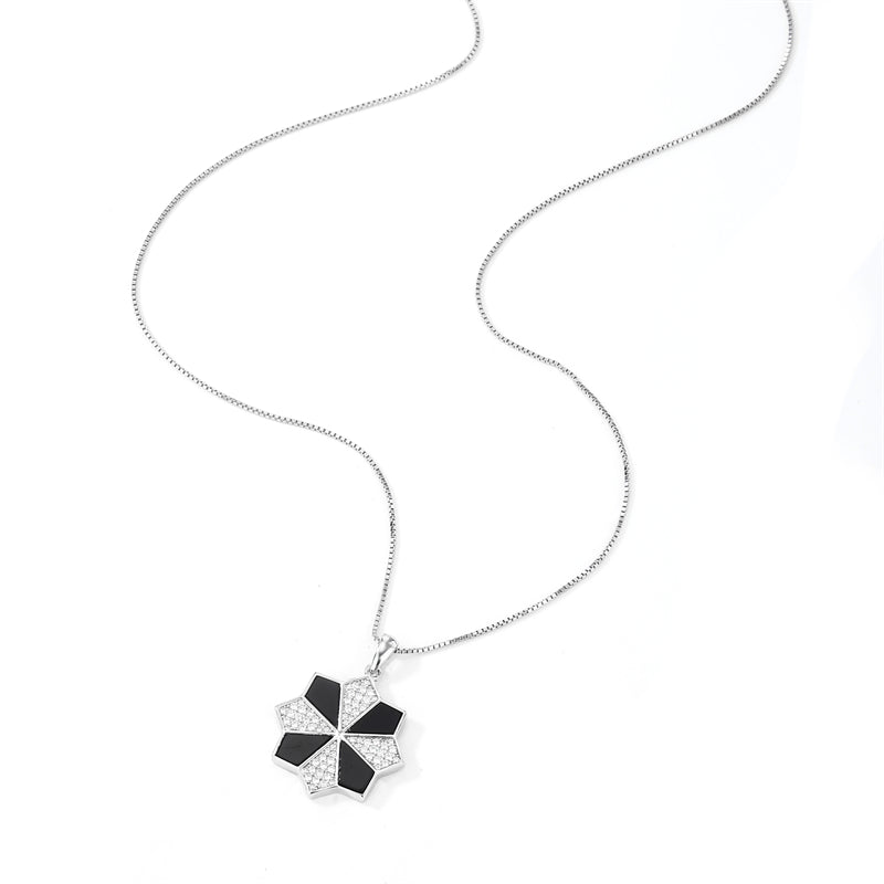 Natural Black Onyx 925 Sterling Silver Star Pendant Necklace