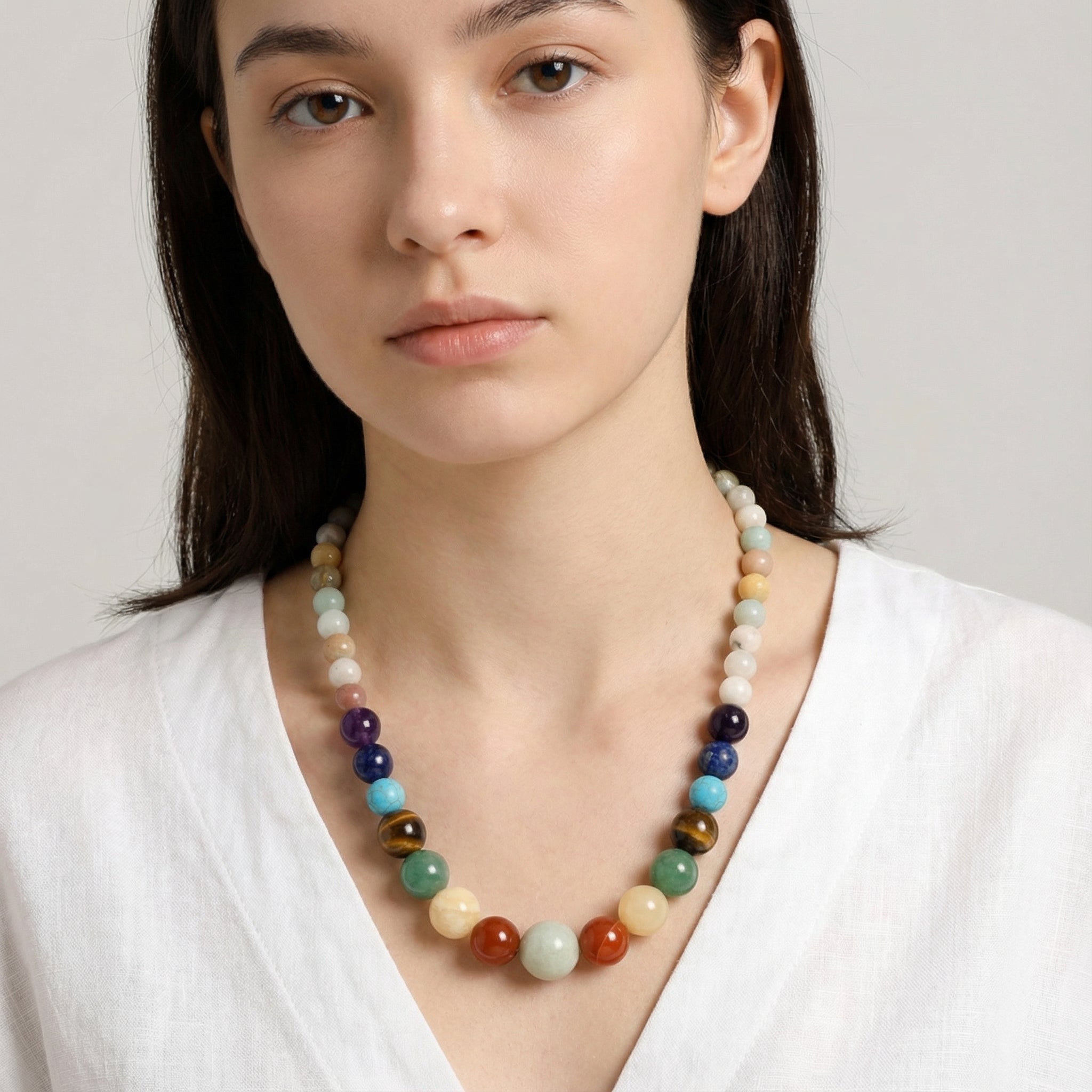 Natural Mixed Semi-Precious Stone 7 Chakra Necklace