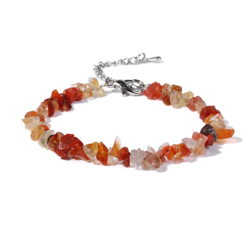 Natural Mixed Red Agate & Orange Crystal Chip Bracelet