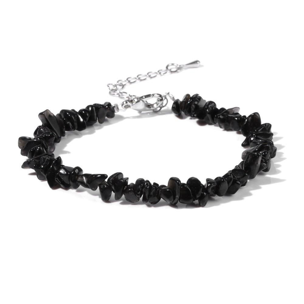 Natural Obsidian Chip Bracelet