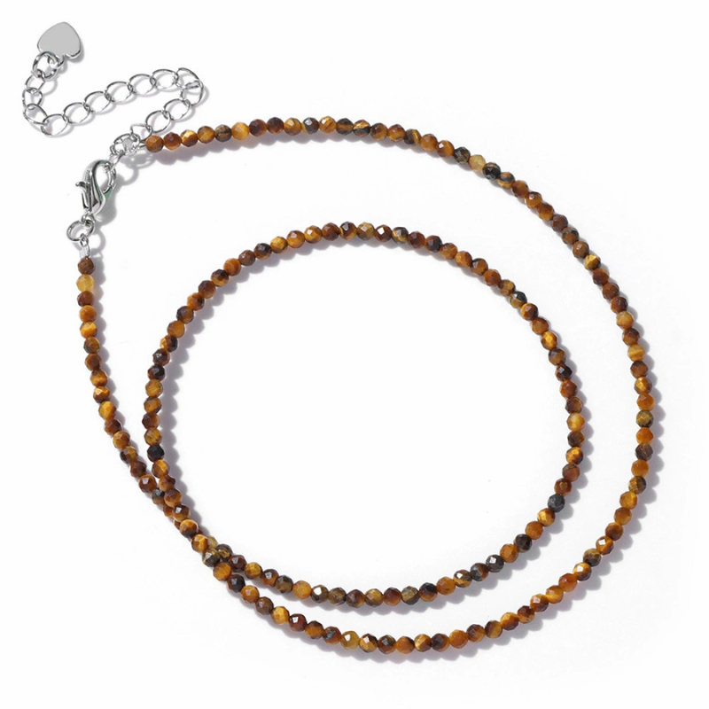 Natural Tiger’s Eye 925 Sterling Silver Double-Strand Meditation Necklace
