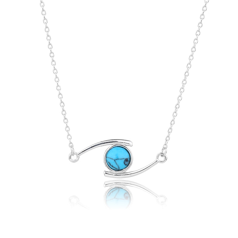 Natural Turquoise 925 Sterling Silver Evil Eye Pendant Necklace