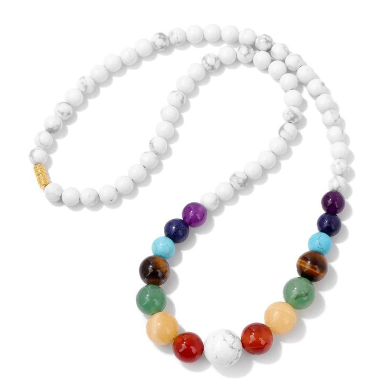 Natural White Howlite Chakra Necklace